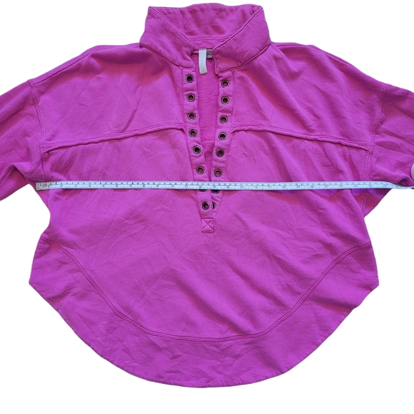 Pilcro by Anthropologie Spliced Henley Longsleeve Neon Pink Glow Top, Size M - Picture 11 of 15